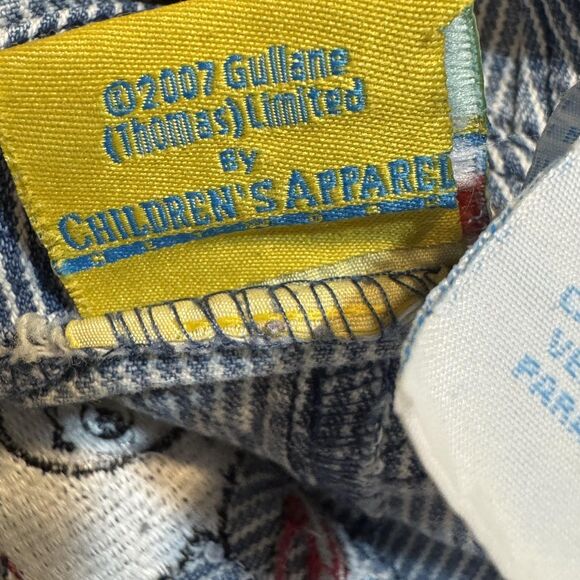 Thomas & Friends Overalls Infant Boys 12M Blue Hickory Stripe Denim Bib Snap Leg - Picture 9 of 9